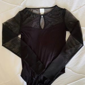 H&M - small sheer long-sleeved black bodysuit